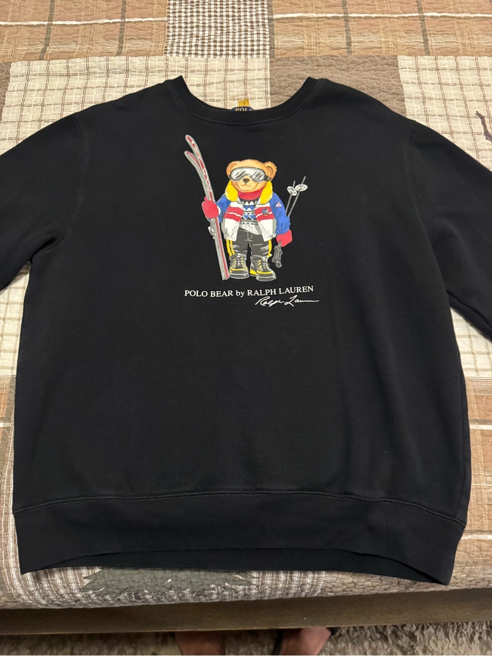 Polo by Ralph Lauren Black Crewneck with Ski Bear Graphic